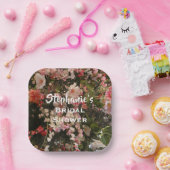 Floral Vrijgezellenfeest Veel bloemen, naam. Papieren Bordje (Feest)