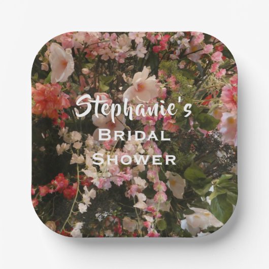 Floral Vrijgezellenfeest Veel bloemen, naam. Papieren Bordje (Voorkant)