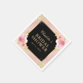 Floral Vrijgezellenfeest Waterverf zwart-roze Servet (Hoek)