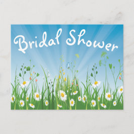 Floral Vrijgezellenfeest White Daisy Blue Invitati Uitnodiging Briefkaart