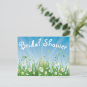 Floral Vrijgezellenfeest White Daisy Blue Invitati Uitnodiging Briefkaart (Staand voorkant)