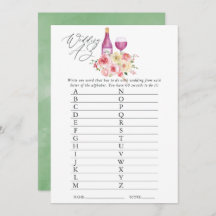 Floral Vrijgezellenfeest Wine Tasting A-Z Game