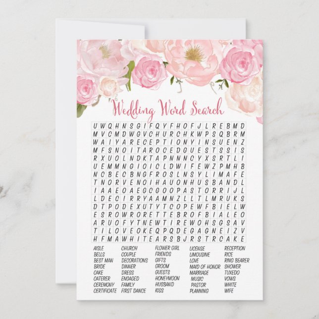 Floral Vrijgezellenfeest Word Search Game (Voorkant)