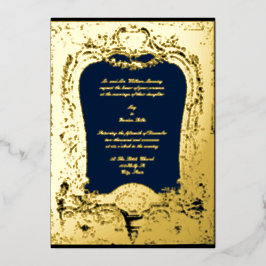 Floral, vruchten, vogelbarokje, Lijst bruiloft Folie Uitnodiging