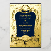 Floral, vruchten, vogelbarokje, Lijst bruiloft Folie Uitnodiging (Voorkant)