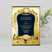 Floral, vruchten, vogelbarokje, Lijst bruiloft Folie Uitnodiging (Staand Voorkant)