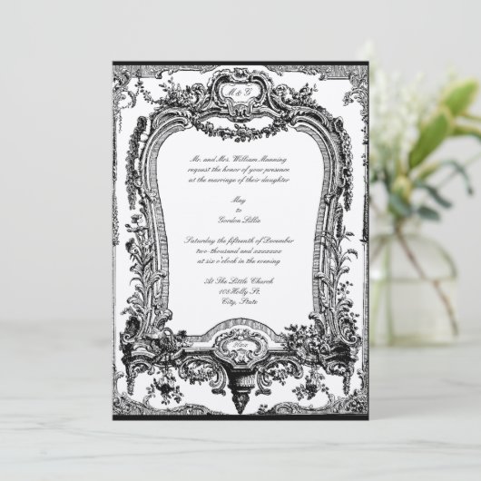 Floral, vruchten, vogelbarokje, Lijst bruiloft Kaart (Staand voorkant)