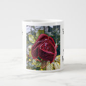 Floral w/ Scripture Verse, "Glas in lood" Roos Grote Koffiekop (Voorkant)