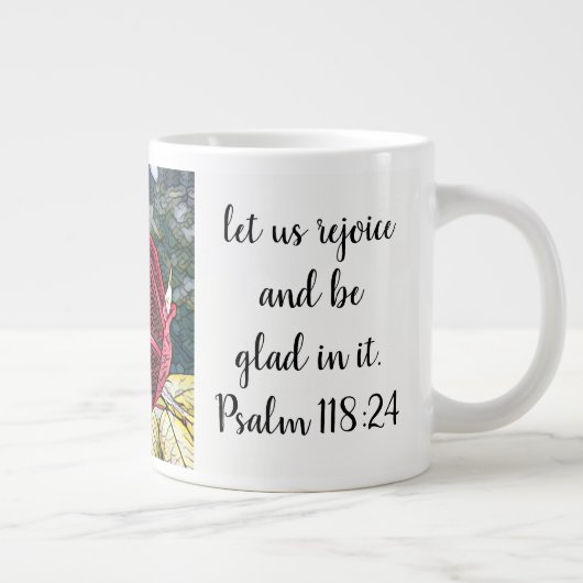 Floral w/ Scripture Verse, "Glas in lood" Roos Grote Koffiekop (Rechts)