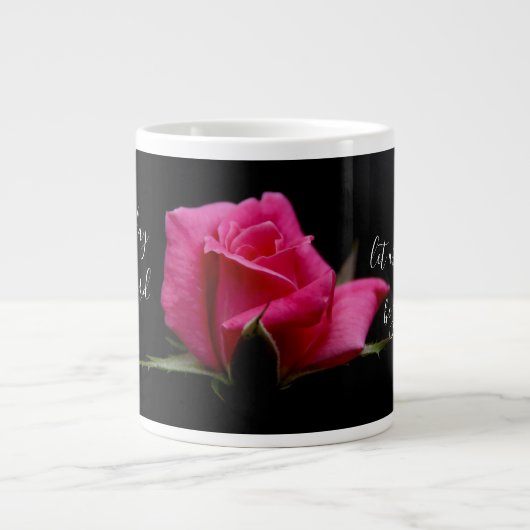 Floral w/Verse; rode rozenbloesem, psalm 118:24 Grote Koffiekop (Voorkant)