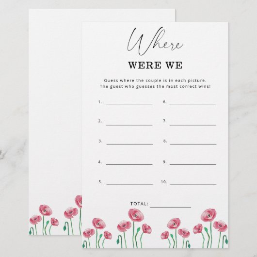 Floral Waar waren we vrijgezellenfeest-spel (Voorkant / Achterkant)