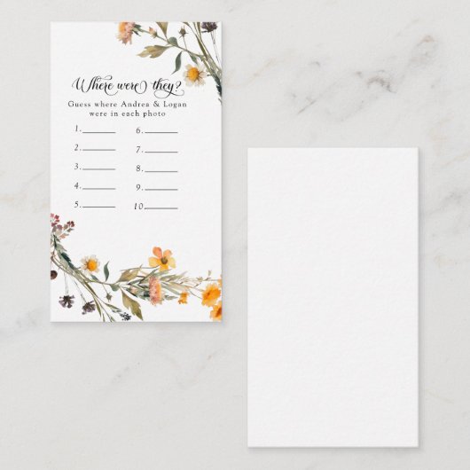 Floral Waar waren ze? Vrijgezellenfeest Game Kaart (Voorkant / Achterkant)