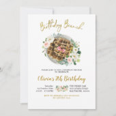 Floral Waffle Birthday Brunch Uitnodiging (Voorkant)