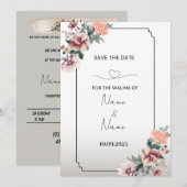 Floral walima-uitnodiging kaart (Voorkant / Achterkant)