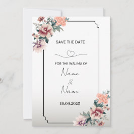 Floral walima-uitnodiging kaart