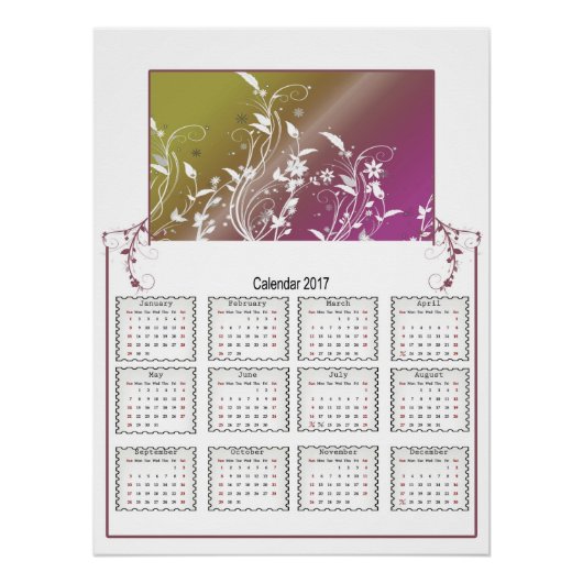 Floral Wall Calendar 2017 Poster (Voorkant)