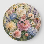 Floral Wall Clock — Botanical Design Grote Klok (Voorkant)