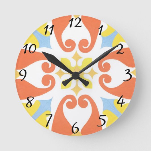 Floral Wall Clock Ronde Klok (Voorkant)