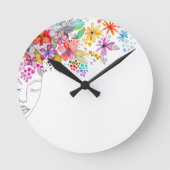 Floral Wall Clock Ronde Klok (Voorkant)
