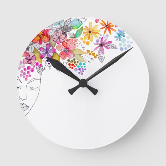 Floral Wall Clock Ronde Klok (Voorkant)