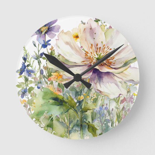 Floral Wall Clock Ronde Klok (Voorkant)