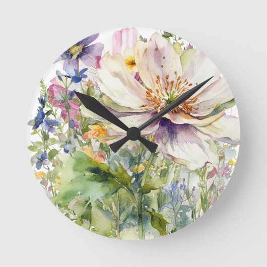 Floral Wall Clock Ronde Klok (Voorkant)