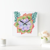 Floral Wall Clock Vierkante Klok (Huis)
