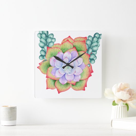 Floral Wall Clock Vierkante Klok (Huis)
