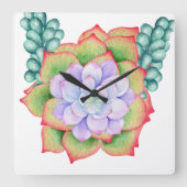 Floral Wall Clock Vierkante Klok (Voorkant)