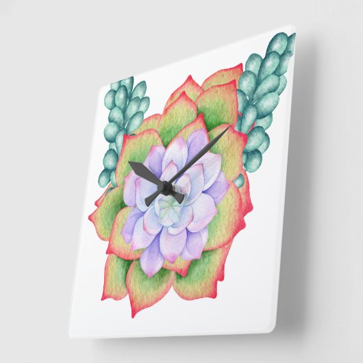 Floral Wall Clock Vierkante Klok (Hoek)