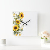 Floral Wall Clock Vierkante Klok (Huis)