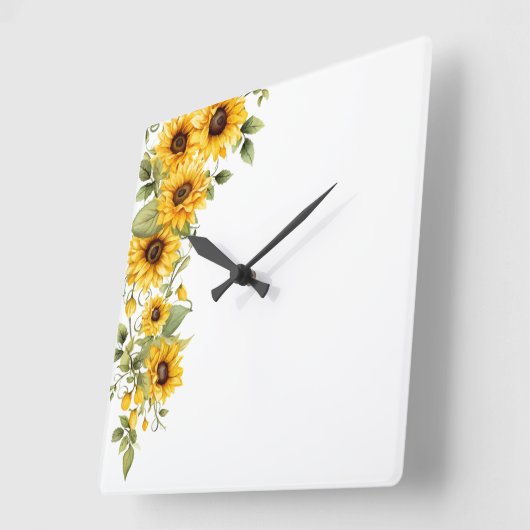 Floral Wall Clock Vierkante Klok (Hoek)
