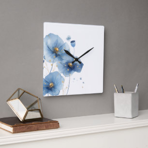 Floral Wall Clock Vierkante Klok
