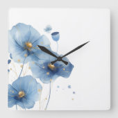 Floral Wall Clock Vierkante Klok (Voorkant)