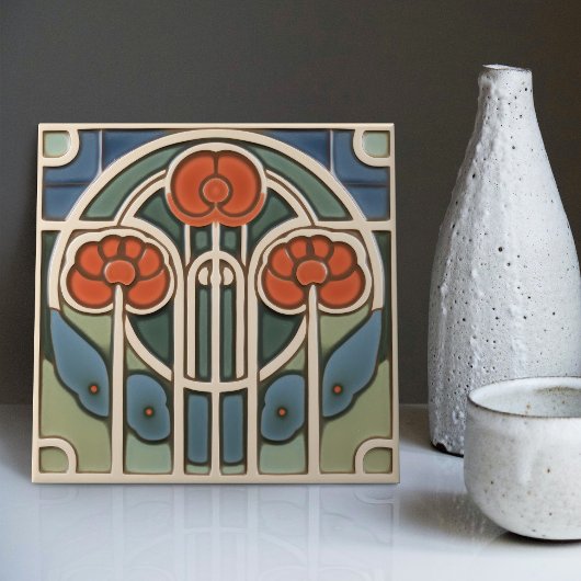 Floral Wall Decor Art  Deco Tegeltje