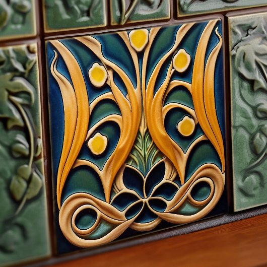 Floral Wall Decor Art  Deco Tegeltje