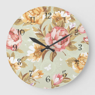 Floral Wall Decor Clock Grote Klok