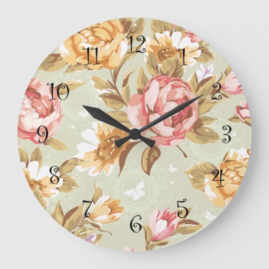 Floral Wall Decor Clock Grote Klok (Voorkant)