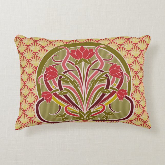 Floral wallpaper in art nouveau style,  ill accent kussen (Voorkant)