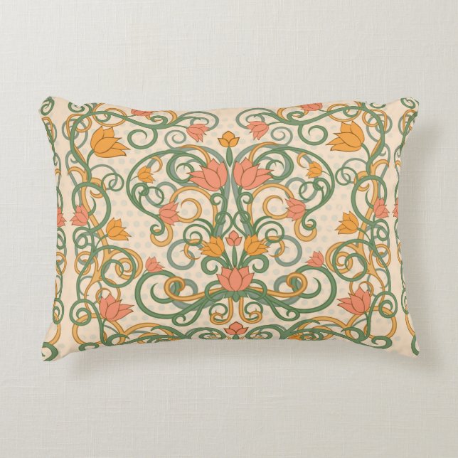 Floral wallpaper in art nouveau style,  ill accent kussen (Voorkant)