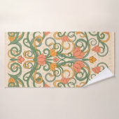 Floral wallpaper in art nouveau style,  ill badhanddoek (Badhanddoek)