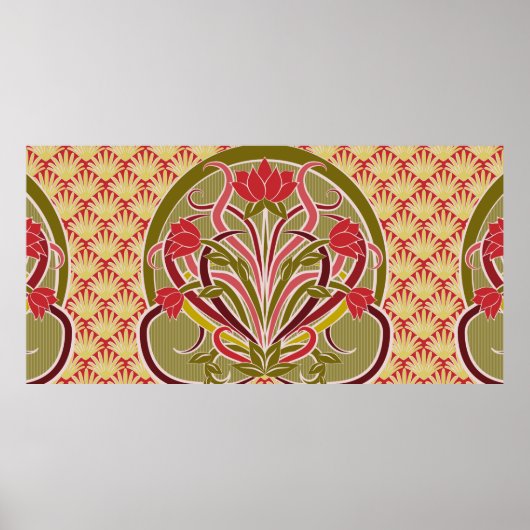 Floral wallpaper in art nouveau style,  ill poster (Voorkant)