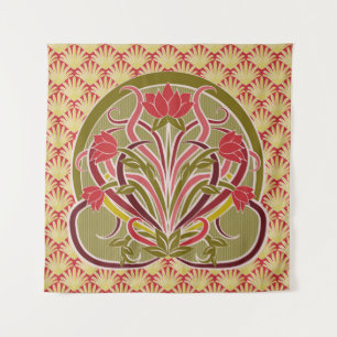 Floral wallpaper in art nouveau style, ill wandkleed