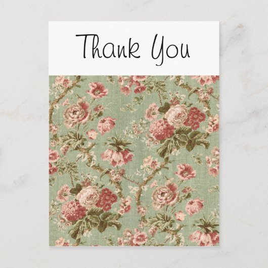  Floral Wallpaper, roze op groen Briefkaart (Voorkant)
