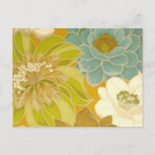  Floral Wallpaper, Turquoise Green & Brown Briefkaart