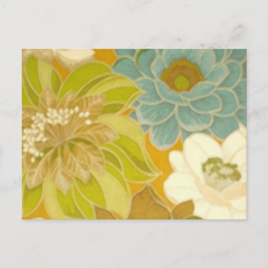  Floral Wallpaper, Turquoise Green & Brown Briefkaart (Voorkant)