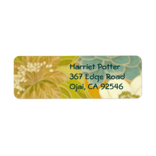 Floral Wallpaper, Turquoise Green & Brown Etiket