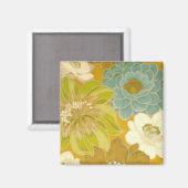  Floral Wallpaper, Turquoise Green & Brown Magneet (Voorkant / Achterkant)