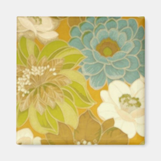  Floral Wallpaper, Turquoise Green & Brown Magneet (Voorkant)