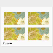  Floral Wallpaper, Turquoise Green & Brown Rechthoekige Sticker (Vel)